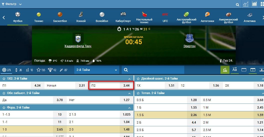 второй тайм п2