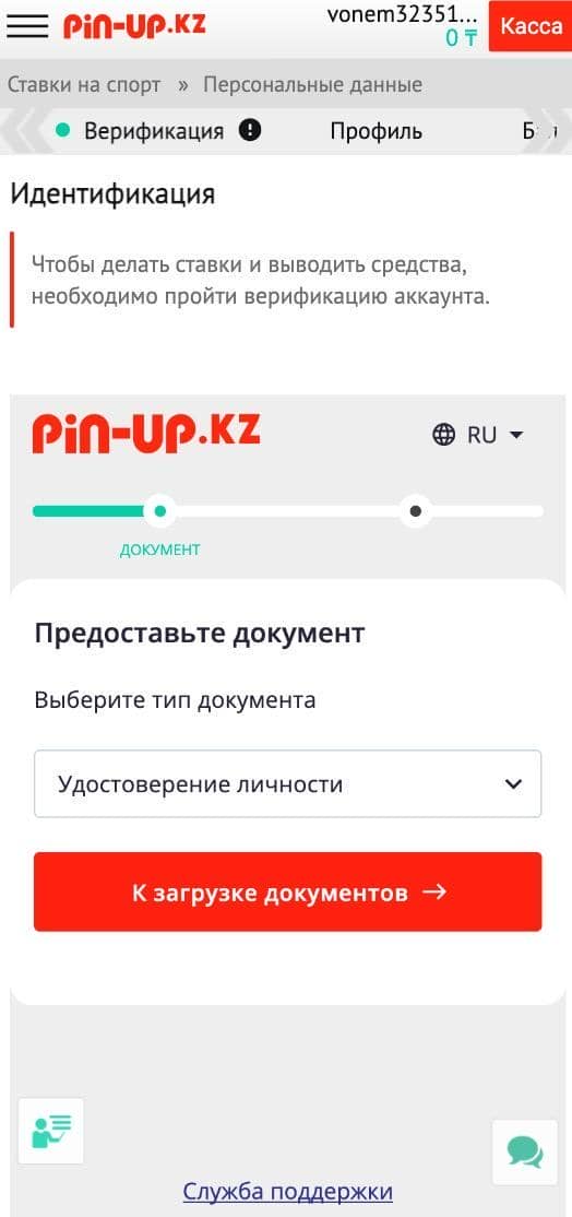 Личный кабинет Pin-up