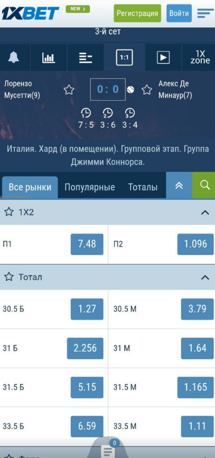 Коэффициенты на 1xBet